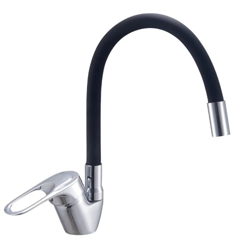 Смеситель для кухни, хром-черный VODA Elastic EH519black