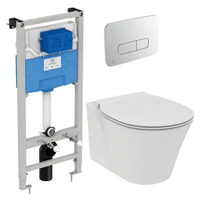 Комплект 4в1: Инсталляция, панель смыва, унитаз с сиденьем Ideal Standard Connect Air K21091302