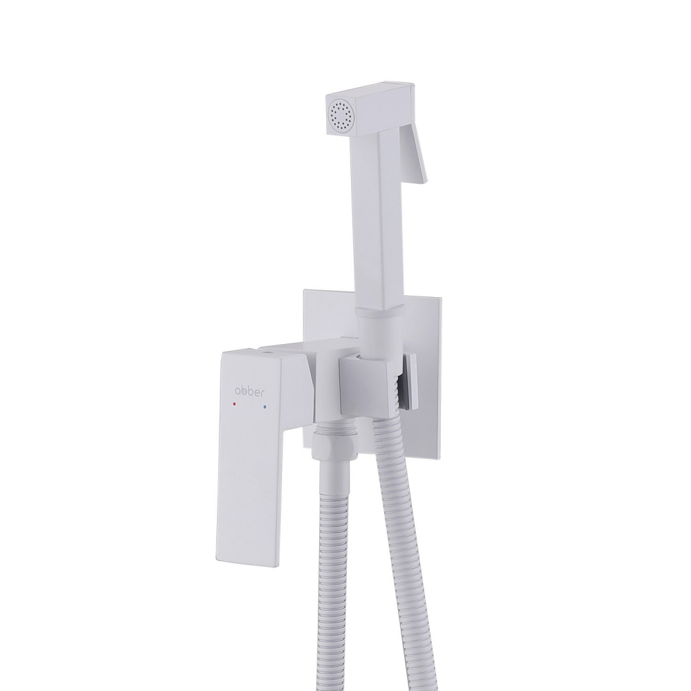 Смеситель ABBER Daheim AF8226W с гигиеническим душем,белый матовый