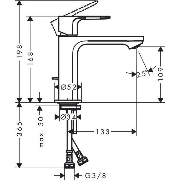 Смеситель для раковины 110, с донным клапаном, хром Hansgrohe Rebris S 72517000