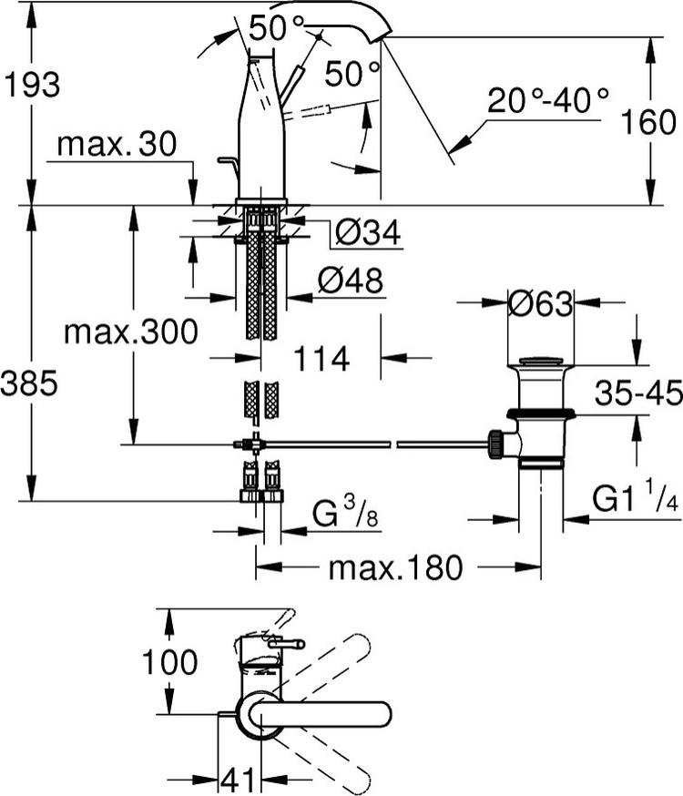 Смеситель для раковины (умывальника) Grohe 24173GN1, однозахватный