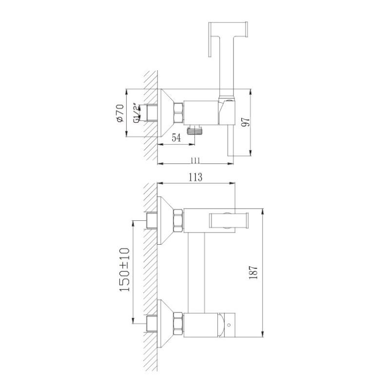 Смеситель с гигиеническим душем HAIBA HB5517-3 графит