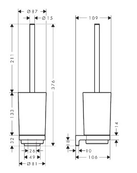 Туалетный ершик, комплект, бронза Hansgrohe AddStoris S 41782140